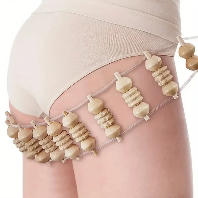 

Wood Back Massage Roller Rope, Wood Therapy Cellulite Massage Tools, Self Massage Tools for Neck Leg Back Pain Relief Body Care