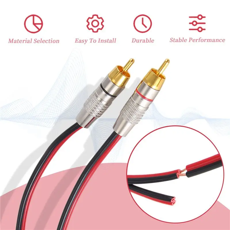 Speaker Cables To RCA Plugs Adapter, 2-Channel (1 Foot)