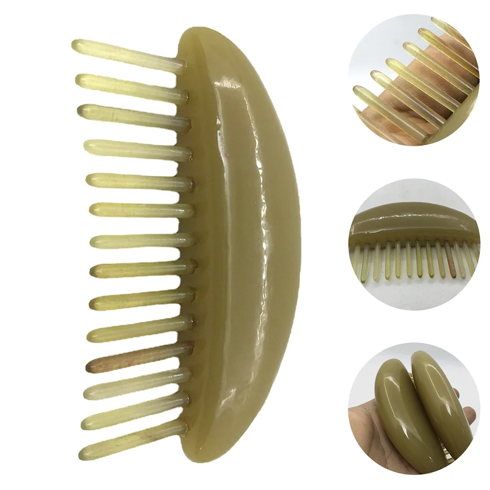 

14 Piece Horn Massaging Brush Detangler Styling Tool Natural Horn Wide Scalp Comb Gift for Mom Dad Anti Static Heat