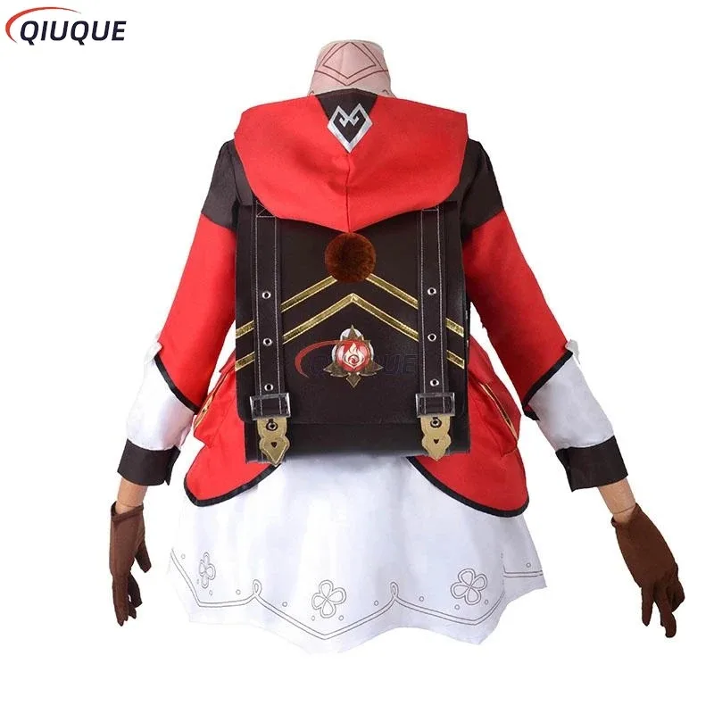 

qq023Adults and Kids Genshin Impact Klee Cosplay Costume Wig Backpack Boots Elf Ears Women Girls Outfit Carnival Party Uniform D