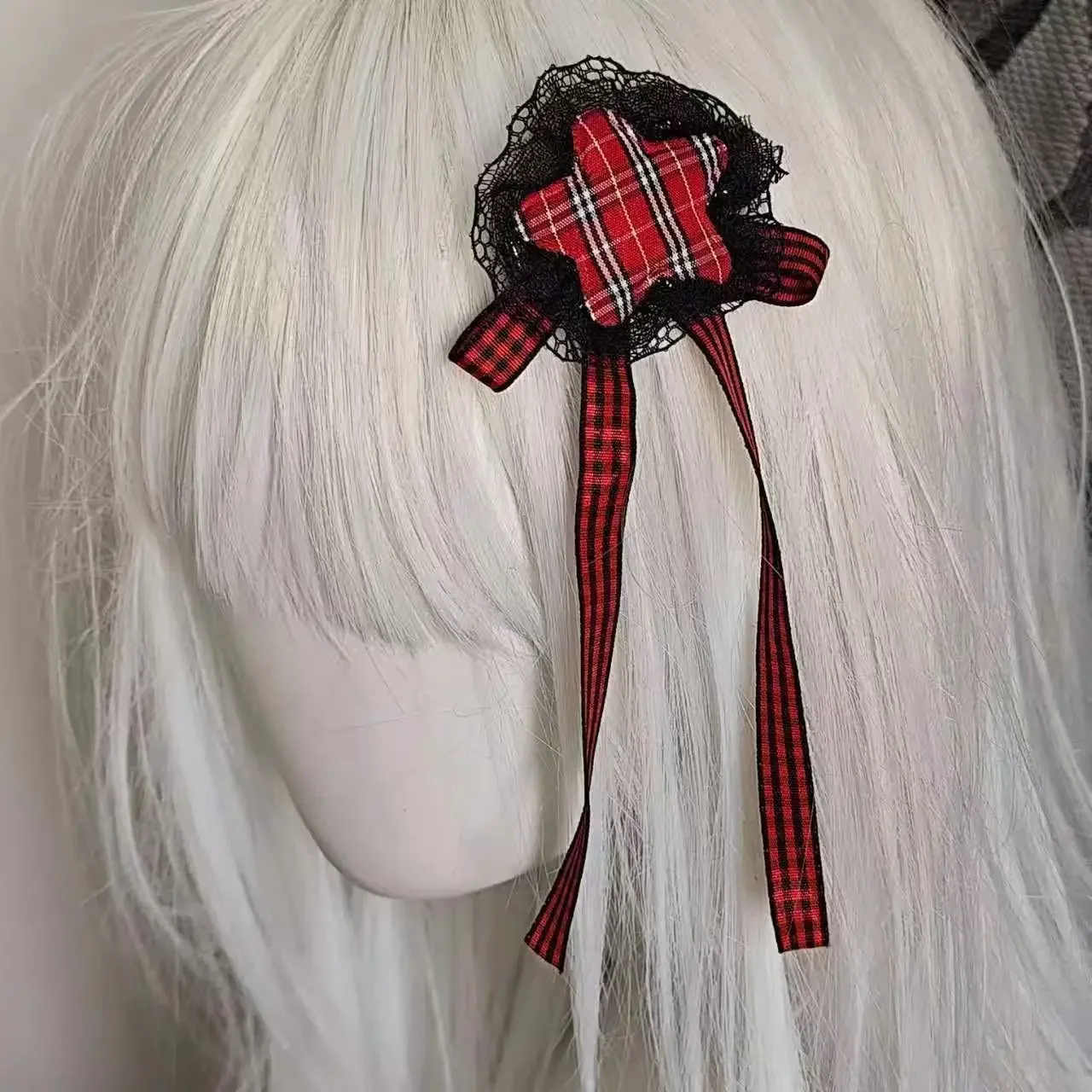 Black Red Checkered Star-patterned Y2K Ins Style Hair Clips Subculture Side Bangs Clips Women Hairpins Fashion Hair Accessories