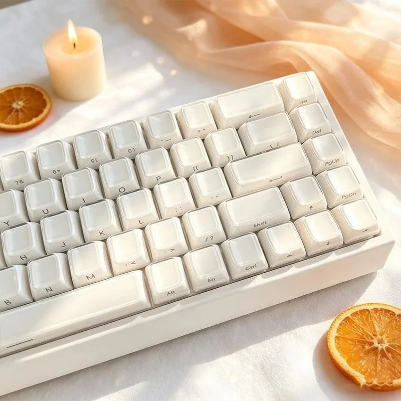 Korean English Crystal Jelly Side Front Printed Keycaps for Mechanical Keyboard 60 75 80 90 100 Layout Key Caps Pink White Blue image 2