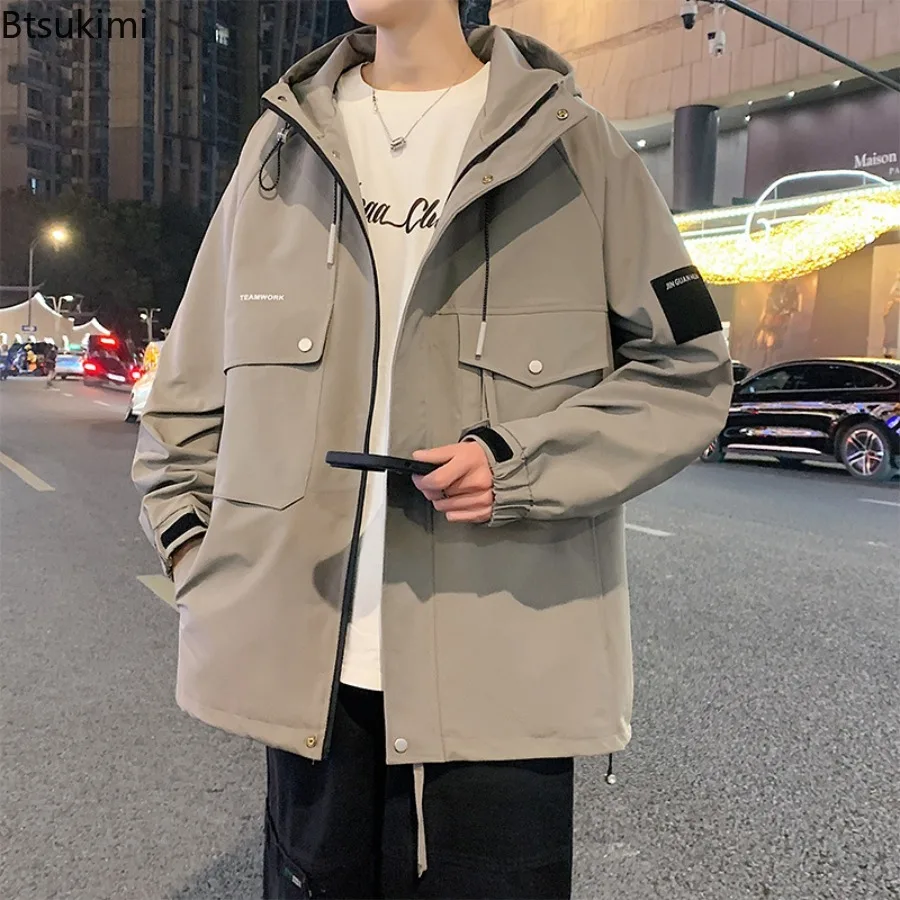 2025 New Spring Autumn Jackets for Men Fashion Couple Hooded Windbreaker Coats Multi-Pockets Outdoor Casual Jackets Big Size 8XL