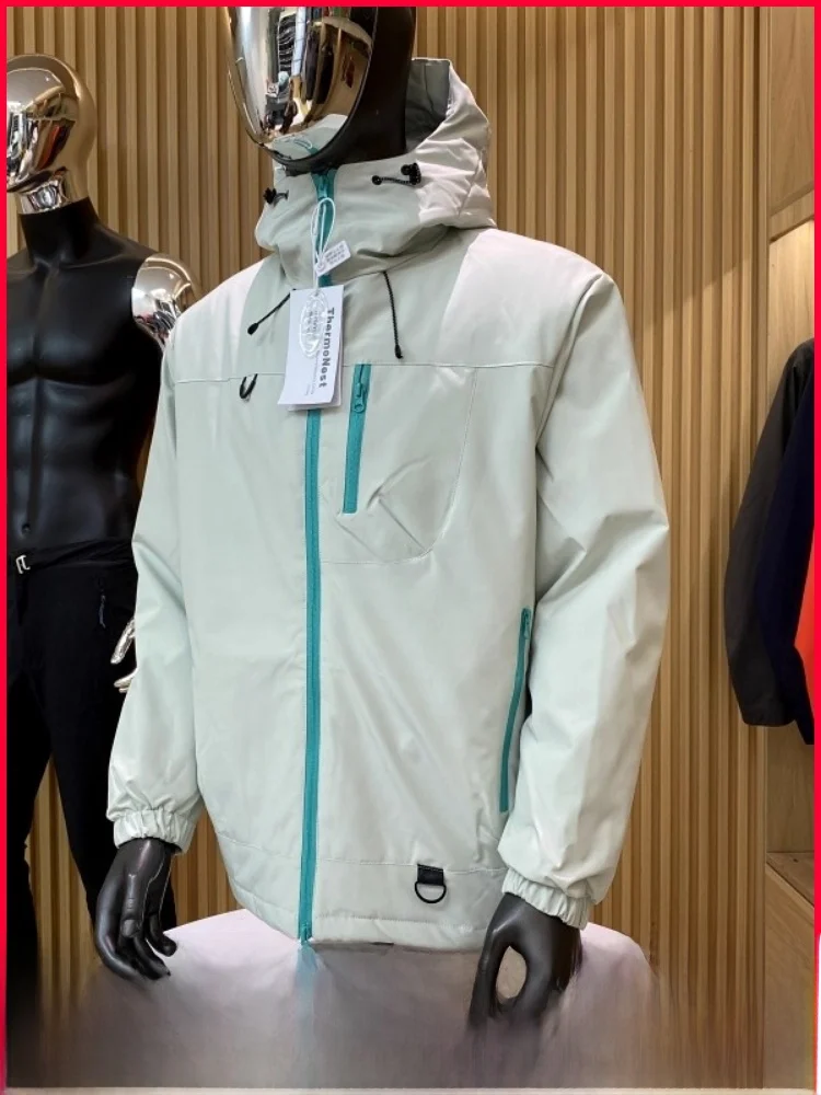 

Уличная повседневная ветрозащитная теплая куртка-пуховик с капюшоном для мужчин и женщин, пары, поездки на работу взимку, полиэфирное волокно