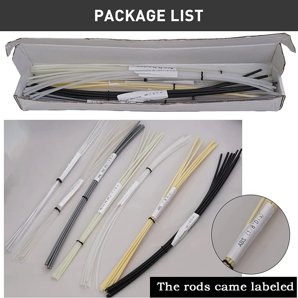 56PCS Plastic Welding Rods, 7 Types ABS PP PU PE PA PC 13 Inch Plastic Welder Rod for Car Bumper Kayak