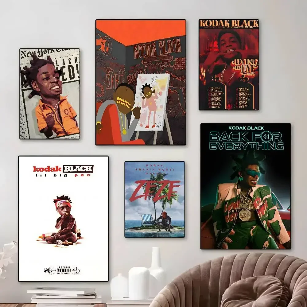 Pop Rap Music Album Cover Kodak Black Poster canvas HD aesthetic Printing Paper Wall Art for Living Room Bar fashion Home Decor