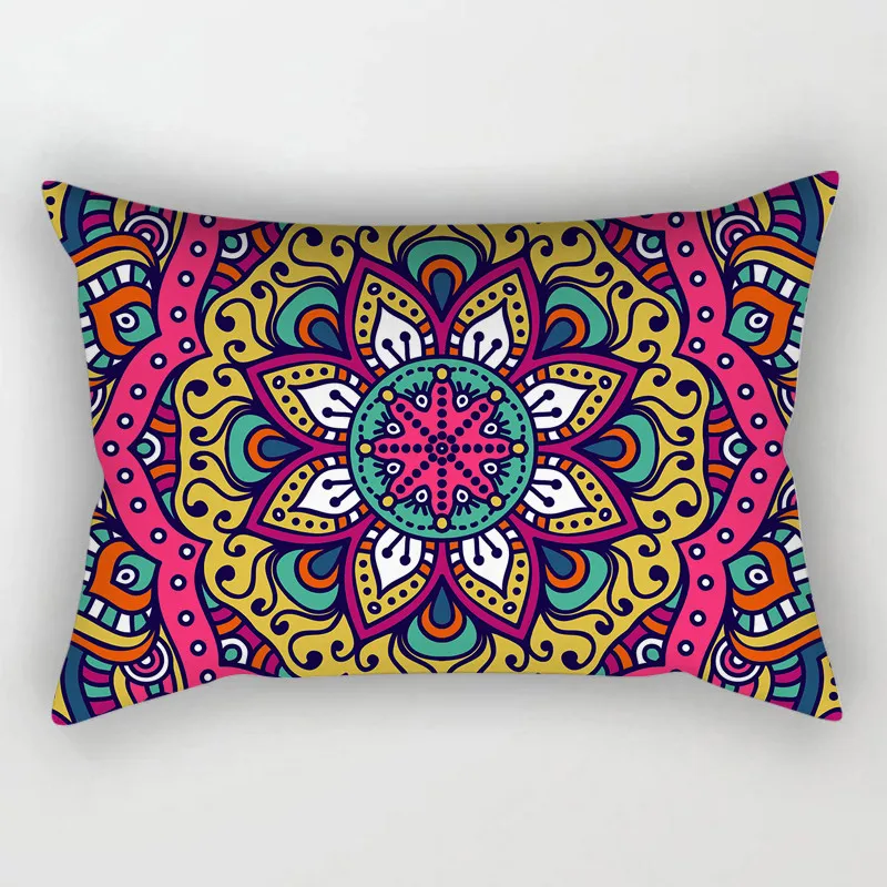 Funda de cojín con diseño de Mandala para el hogar, funda de almohada decorativa con diseño Vintage de poliéster, 30x50, para sofá