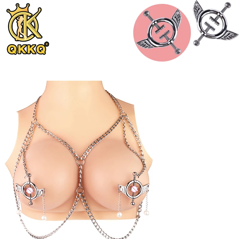 

QKKQ Metal Nipple Clips With Stainless Steel Chain Breast Massage Stimulator Bondage Restraint Fetish Female Sex Toys