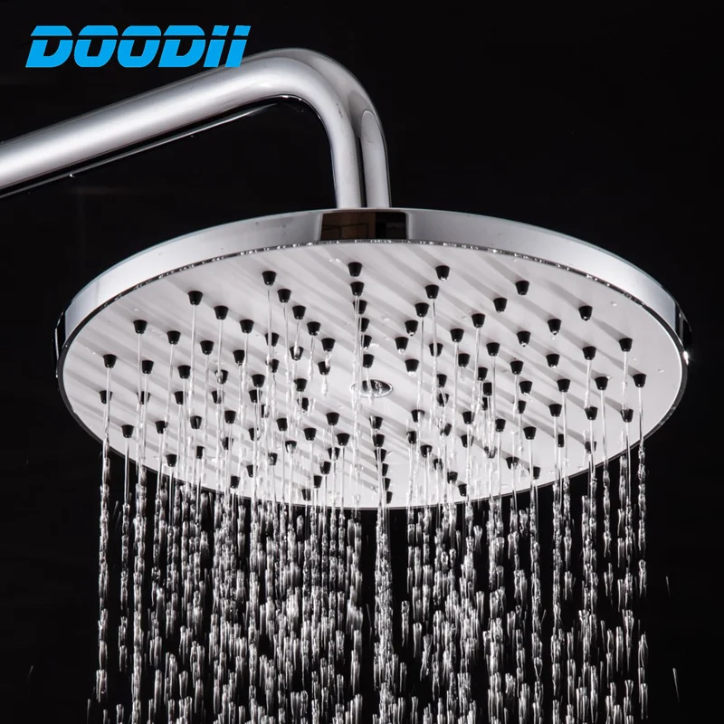 DooDii Shower Head 21cm Bathroom Accessories Overhead Shower Panel 9 Inch Ultrathin ABS Plastic Rainfall Round Chrome Finish