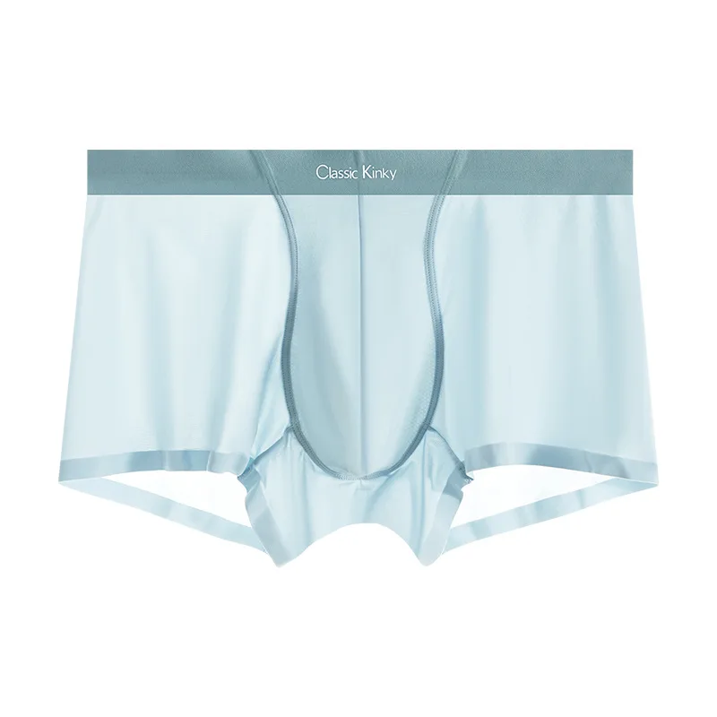 

Мужские трусы из ледяного шелка, легкие, бесшовные, с низкой посадкой, летние, для подростков, простые шорты-боксеры.