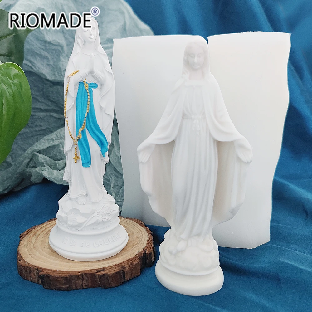 Virgin Mary Silicone Mold Christian Nun Model Candle Plaster Cement Epoxy Resin Mould DIY Handmade Crafts Decorative Ornaments