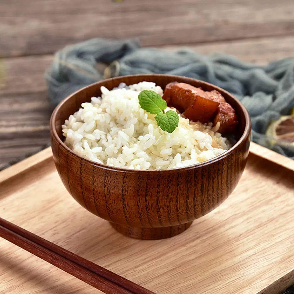 

2Pcs Jujube Wood Bowls Large Capacity Heat Resistant Multi-Functional Salad Serving Bowls Lightweight for Home Restaurant