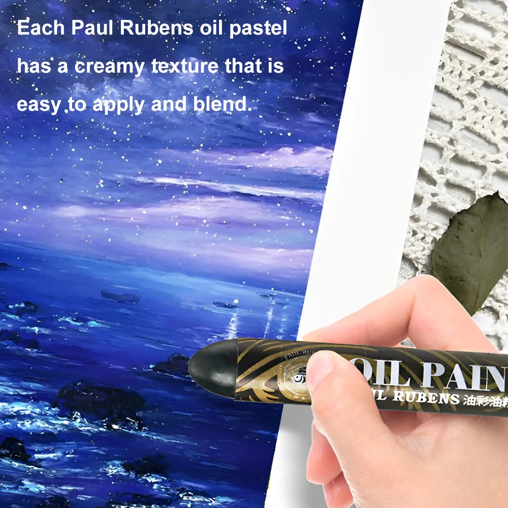 Paul Rubens Black Oil Pastel Chalk Non-Toxic Super Large Soft Pastel Colors Suitable for Artists Students and Children