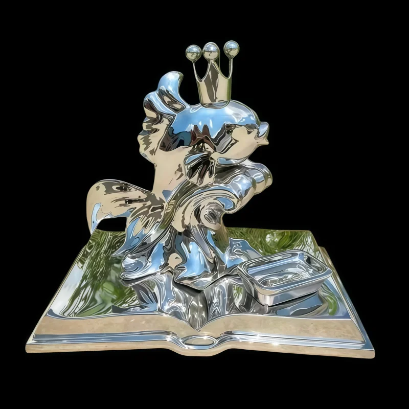 Stainless steel book-shaped sculptures indoor offices outdoor garden landscapes park lawns decorative items small ornaments