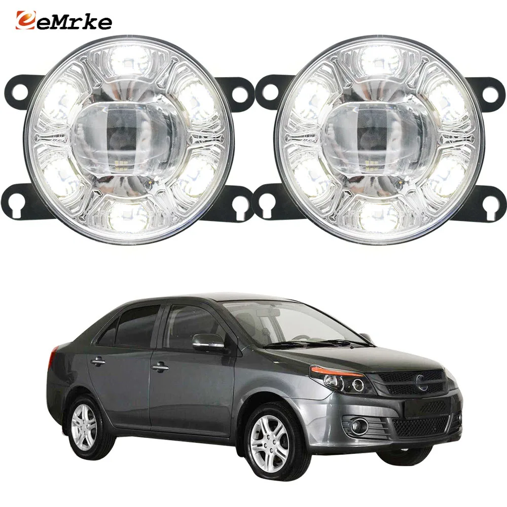 1-Pair Led Fog Lights Assembly for Geely GC6 2014-2017 Car PTF Headlights with Clear Lens White DRL Front Daytime Running Lamp