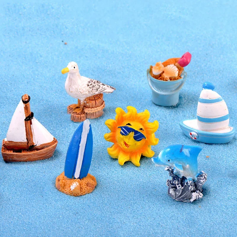 1PC Sailboat Shell Beach Mediterranean Sea Aquarium Ornament Craft Decor Miniature Dollhouse Home Decoration DIY Accessories
