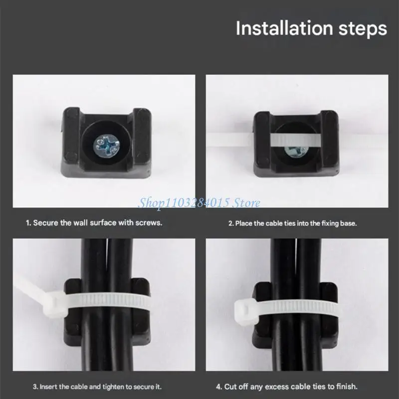 R6FF Pack of 10 Cord Fasteners & Tie for Office Machine Cable Organization