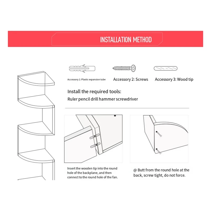 Corner Shelf Corner Punching-Free Corner Bookshelf Kitchen Triangle Cabinet Storage Rack