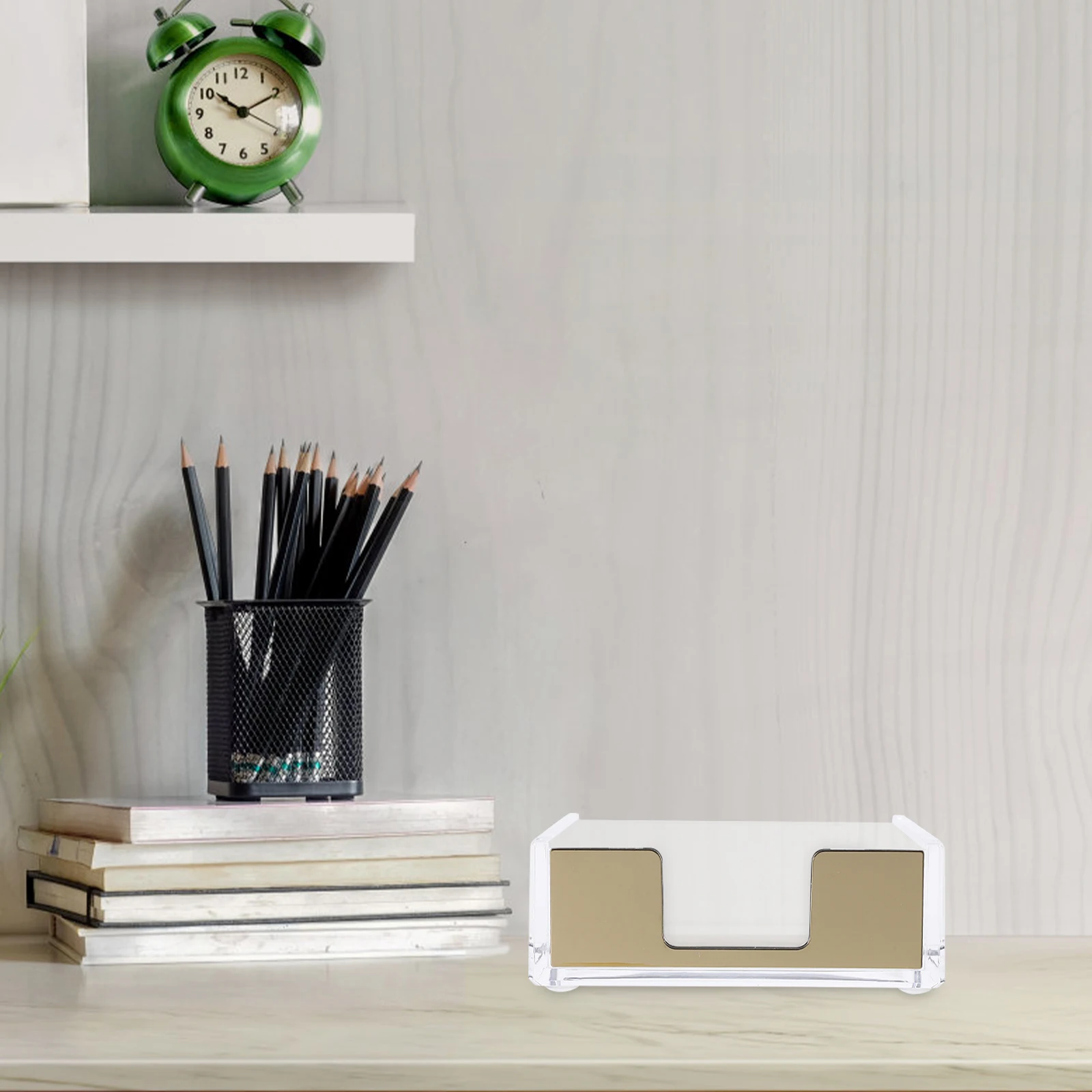 

Transparent Acrylic Memo Pad Holder Rose Gold Storage Box Office Supplies ganizer Clear Practical Desktop Use