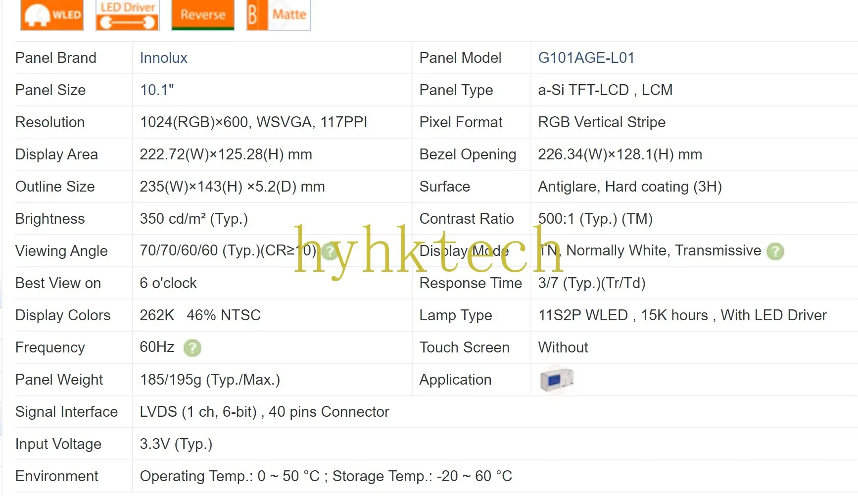 G101AGE-L01 Original 10.1 inch LCD Panel  1024*600 100% tested A+ Grade  before shipment