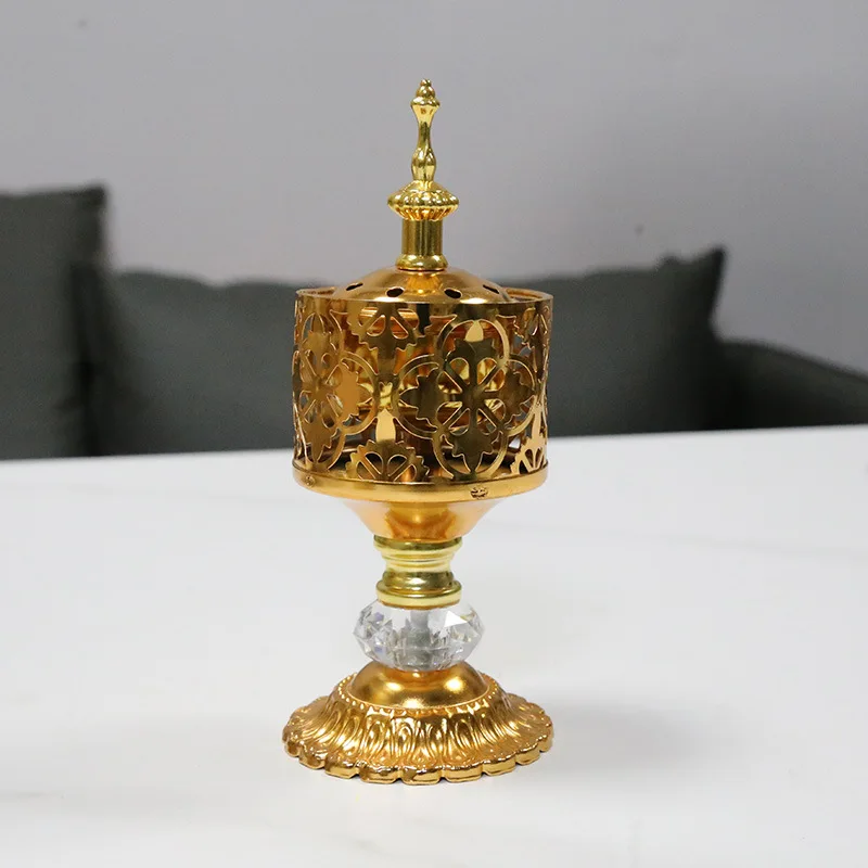 HYS Creative Gold Hollow Metal Incense Burner, Arabic Desktop Incense Burner, Incense Burner, Middle Eastern