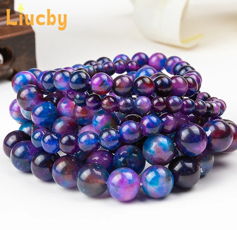 Himmel Sugilite Armbänder Natürliche Sternen Sternen Glänzende schillernde handgemachte Perlen Mode Damen Andenken 15" Großhandel 6/8/10/12MM – Detail 4