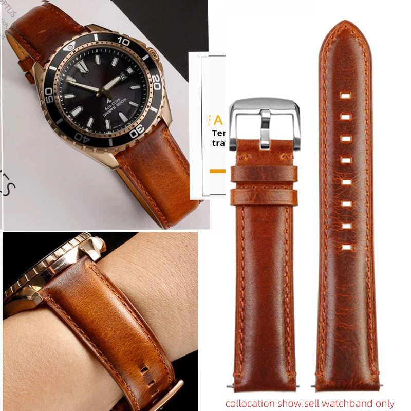 For Omega Seamaster 300 AT150 Seiko Rolex Water Ghost citizen Quick Genuine Leather Men Watch Strap 20mm 22mm Cowhide Watchband