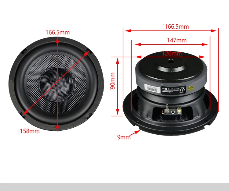 Imagem -04 - Grande Subwoofer Magnetic Speaker Unit Deep Bass Unit Bacia de Fibra de Vidro Hifi 4ohm 8ohm 6.5 80w160w 1pc