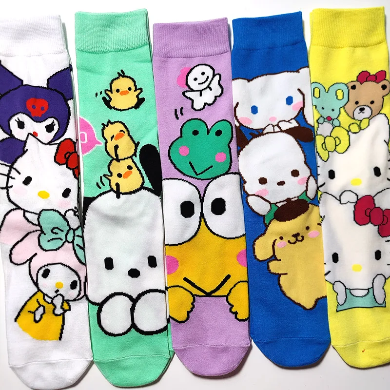 New 28 Style Hello Kitty Anime Fashion Colorful Funny Happy Casual Long Women Socks Dress Cute Cartoon Cat Creative Socks