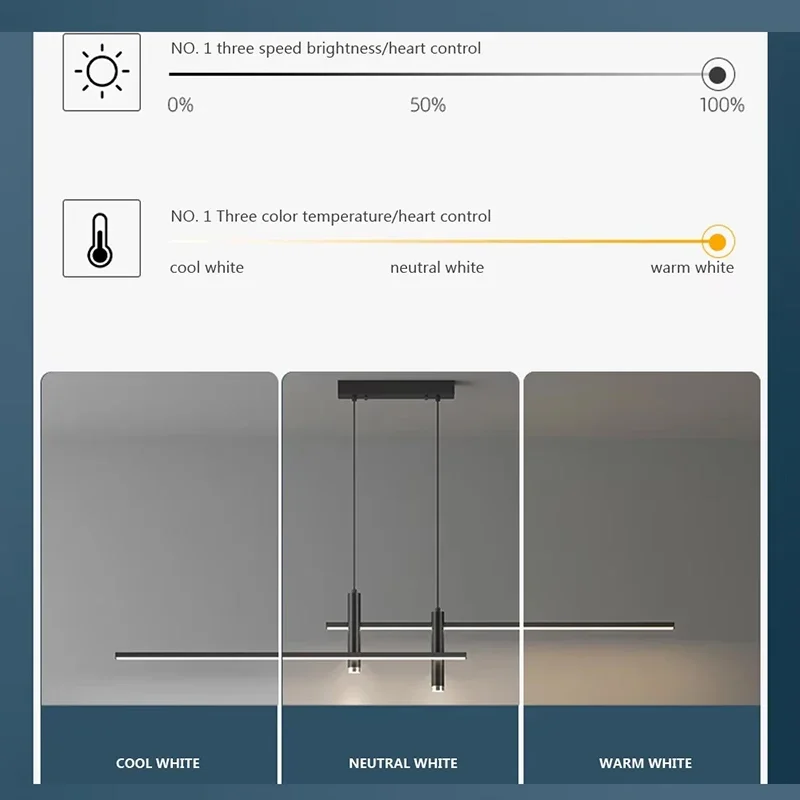 Lampe LED Suspendue Intelligente avec Télécommande, Lampe d'NikRéglable, Idéal pour un Restaurant, un Salon ou un Document, Température de Luminosité