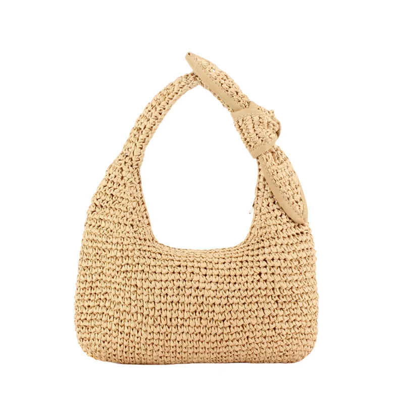 الترفيه بلون ورقة حبل حقيبة من القماش المرأة عطلة الشاطئ حقيبة تحت الإبط سعة كبيرة حقيبة سفر أنيق القوس حقائب كتف