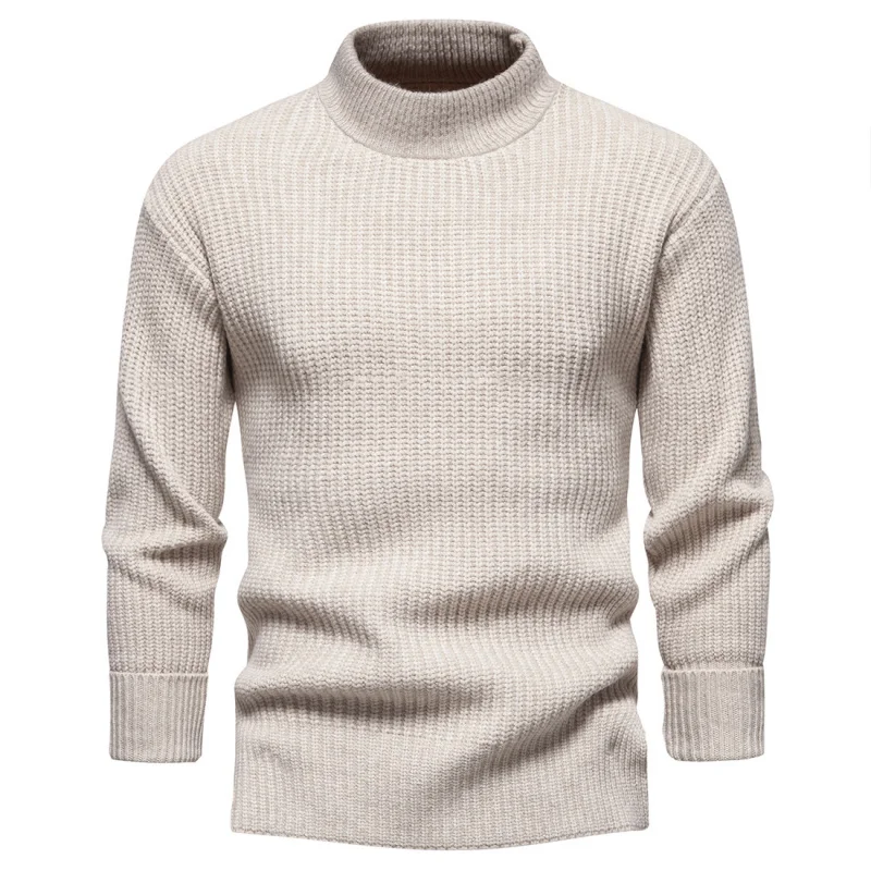 

High Quali Men's Casual Knitted Sweater f High Collar Pure Color Overhead Sle Versatile Autumn Winter New Arrival