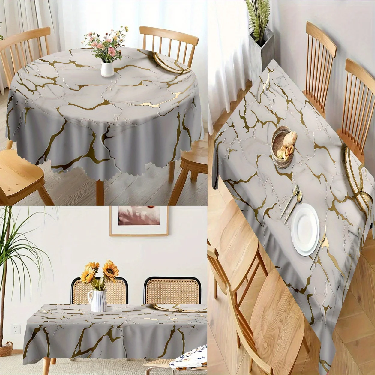 One-piece, polyester material, digitally printed with an artistic theme of marble crack pattern for a tablecloth.zyc