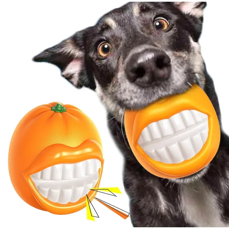 

Durable Bouncy Squeak Ball Large Size Orange Squeaky Dog Toy for Medium Large Dogs Breed Aggressive Chewers