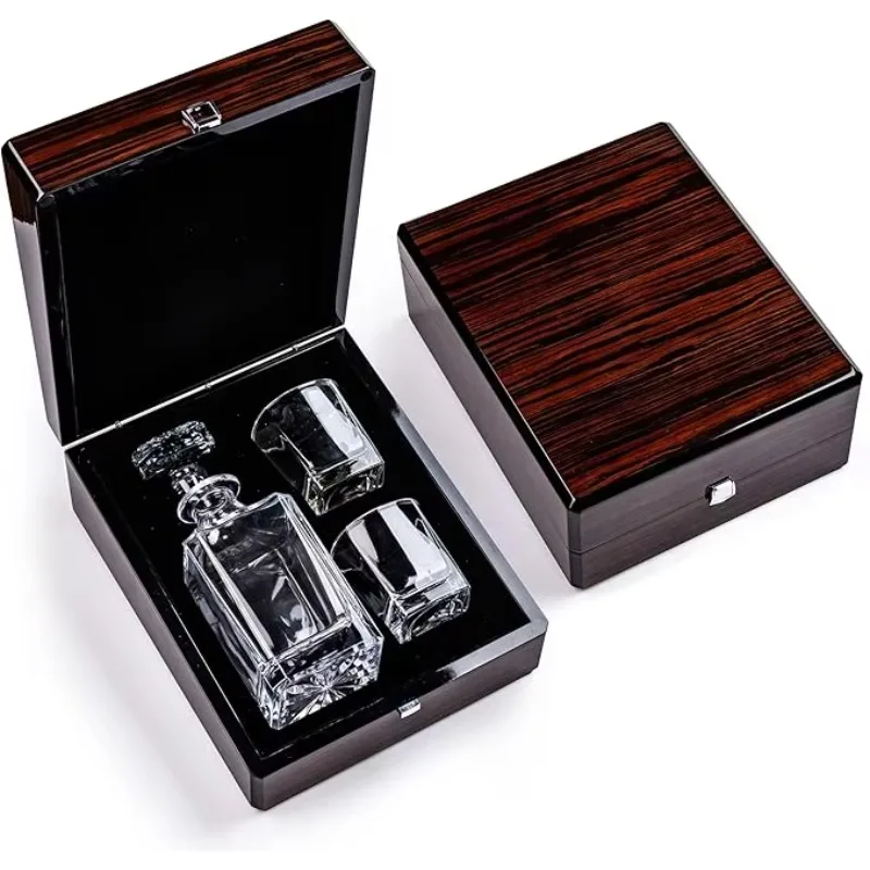 

Premium Wooden Gift Box Set 2 Rock Glasses Crystal Water Utensils Bourbon Creative Gifts