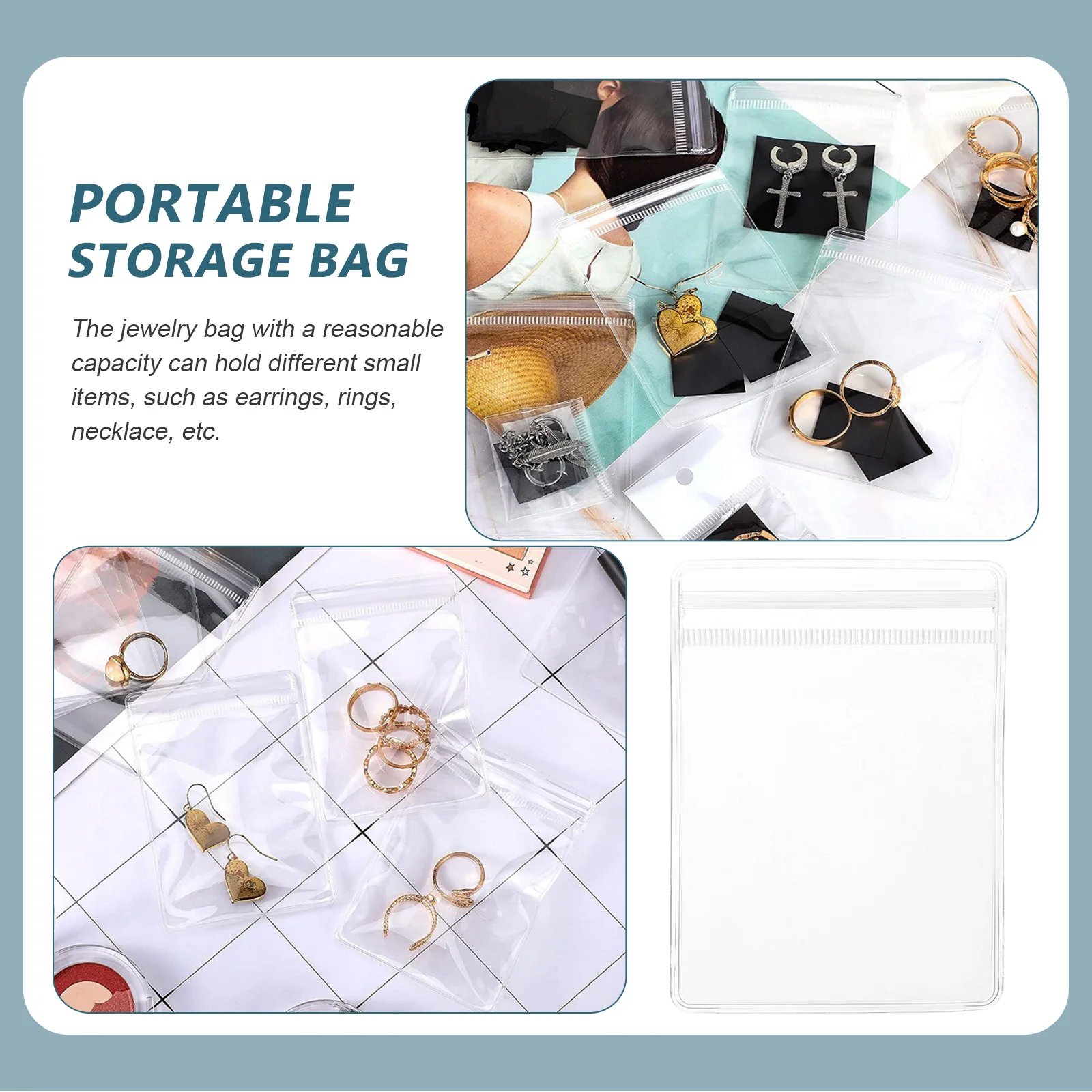 60 Pcs Transparent Dust Bag Jewelry Bags Plastic Clear Storage Earrings Pocket Pvc Small Holder Packing Self Sealing