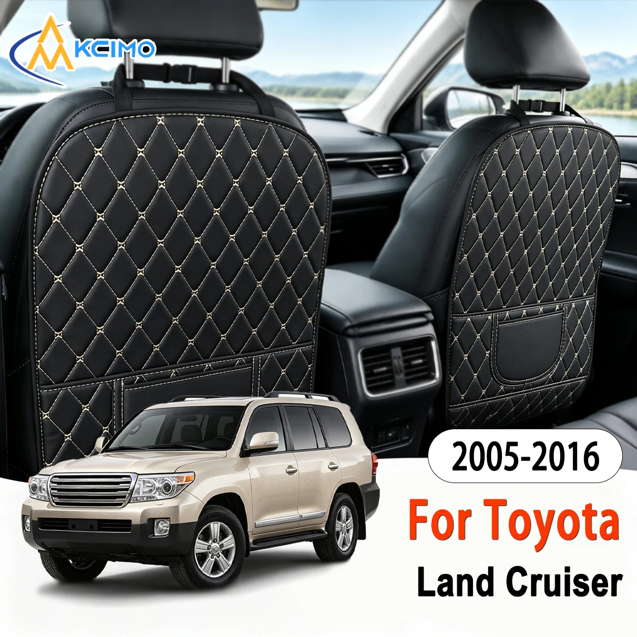 PU Leather Rear Seat Anti-kick Mat For Toyota Land Cruiser 2005-2016 Quick Install Excellent, Easy Clean Car Seat Accessories