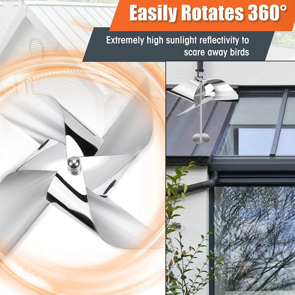 2pcs/set Outdoor Reflective Wind Powered Scare Devices Spinning Reflective Kites for Yard, Garden Rooftop and Vegetable Gardens