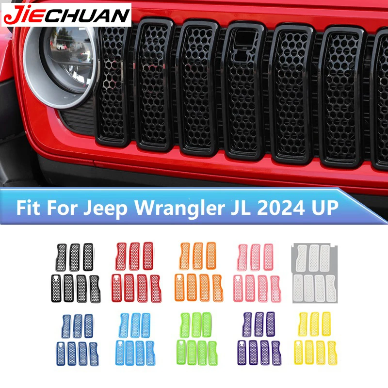 

JIECHUAN ABS Car Exterior Racing Grille Mesh Cover With Camera Styling Accessories Fit For Jeep Wrangler JL/Gladiator JT 2024 Up
