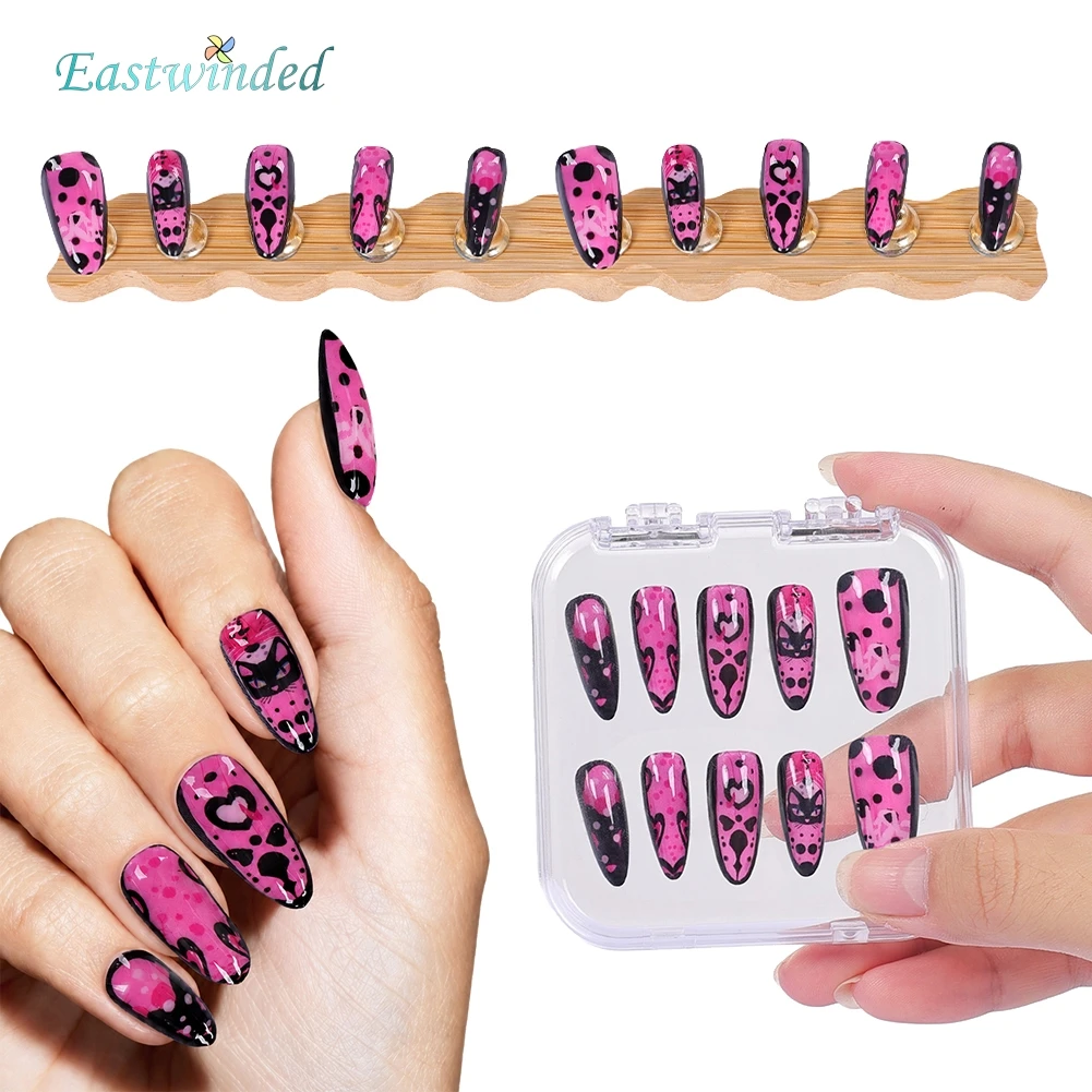 Uñas Postizas Pink Lady, Estilo Grease, para Cosplay, Pintura de Uñas, Accesorios de Disfraz, para Halloween, Carnaval y Fiestas