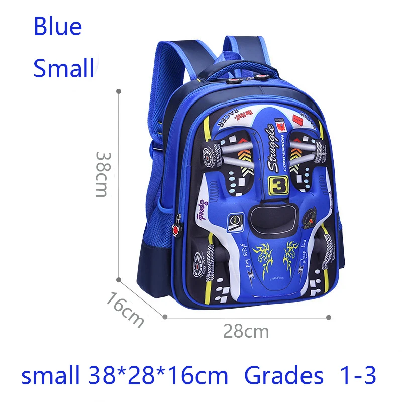 NONE Wasserdichter, leichter 3D-Auto-Rucksack, Kindergarten-Kind-Vorschulrucksack, junge Kinder, Jungen, Mädchen, Schultasche, Grundschule, Rot, Blau 9