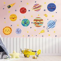 Solar System Planets Pattern Wall Stickers For School Home Decoration Space Mural Art Diy Kids Bedroom Decals Nursery Poster