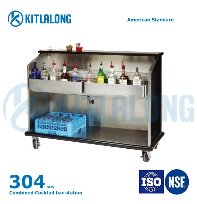 Stainless Steel Bar Station Cocktail Wine Bottle Display Rack Ice Bin Cocktail Bar Station