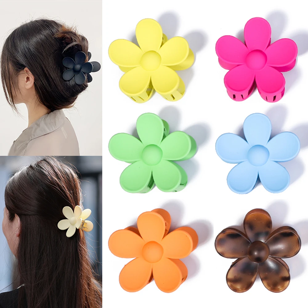 

Flower Hair Clips Big Cute Daisy Matte Strong Hold Jaw Claw Clips Large Hair Clamps Hair For Women Girls Gifts Neutral Colors