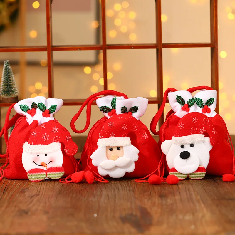 20x20cm New Christmas Socks Creative Santa Claus Snowman Elk Gift Bag Candy Bag Christmas Jewelry Decoration