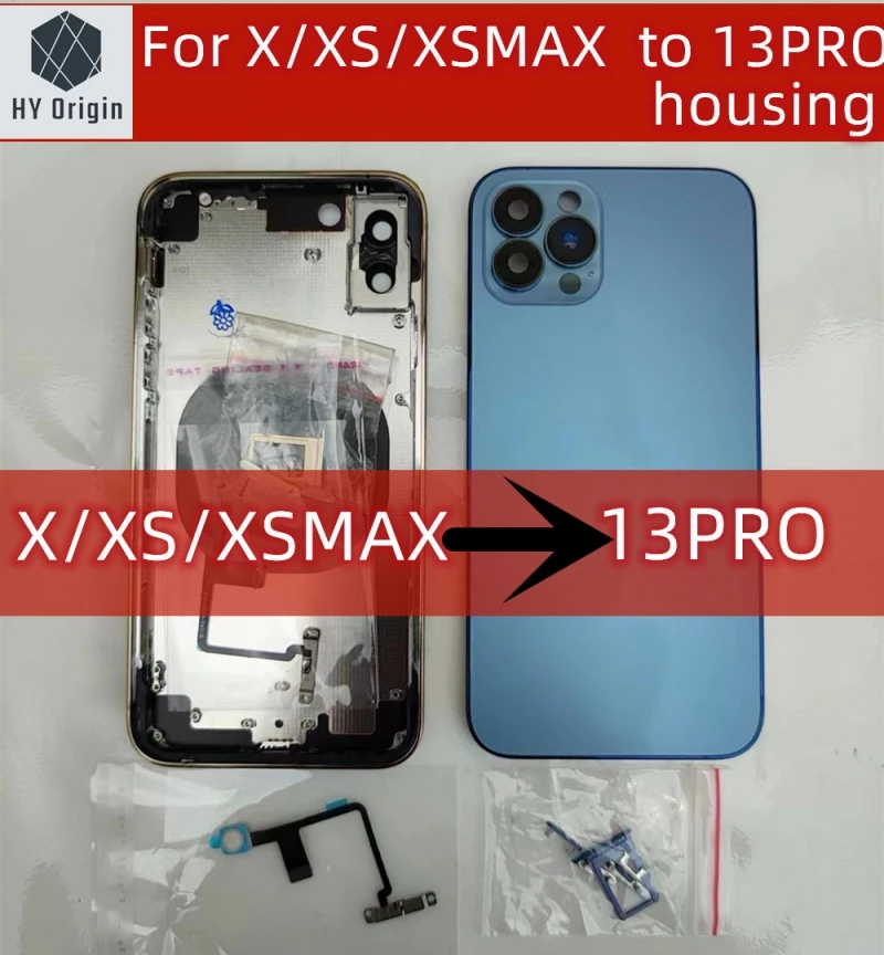 For X XS XSMAX  ~ 13 Pro rear battery midframe replacement, X XS XSMAX  case like 13 PRO aluminum alloy frame +