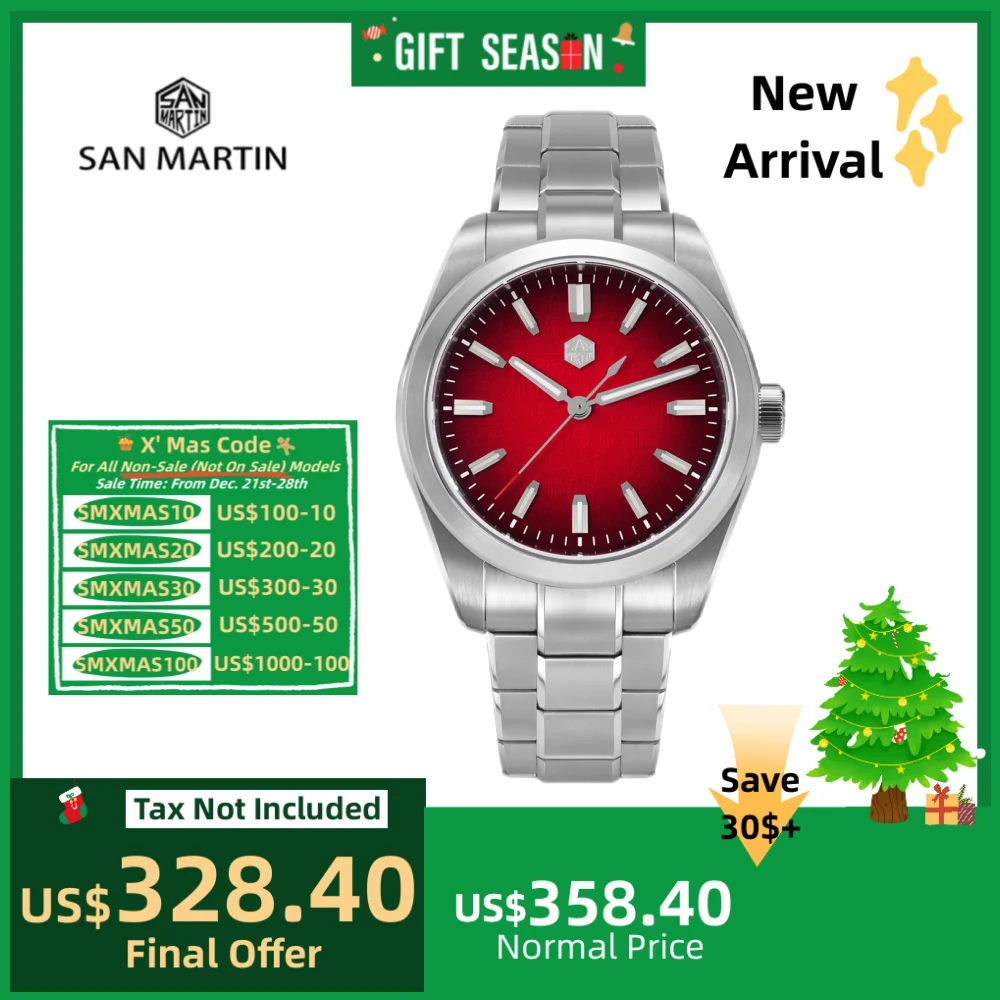 

San Martin 39mm 9039 Men Mechanical Watch Original Enamel Gradient Chinese Character Fu Pattern Dial Swim BGW-X1 SN0144GX-1