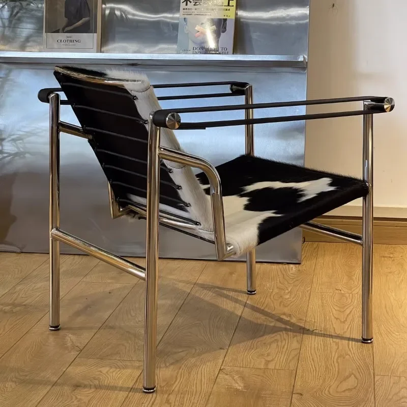 Le Corbusier Italian Style Single Sofa Chair Designer Vintage Single Chair Stainless Steel Leisure Chair - Image 2