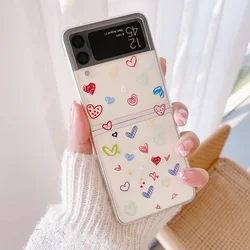 Love Heart Universe Planet Clear Case for Samsung Galaxy Z Flip 6 5 7 Hard Transaprent Cover for Samsung ZFlip 4 Z Flip 3 Fundas