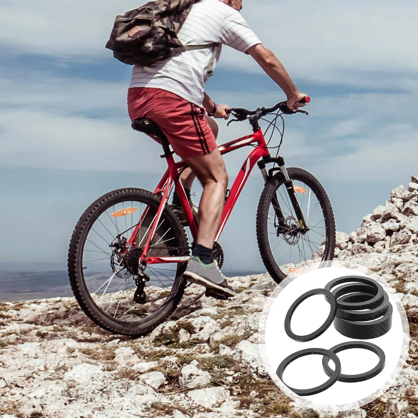 

6 Pcs Carbon Fiber Washer Bicycle Supply Bike Headset Gasket Stem Spacer Spacers